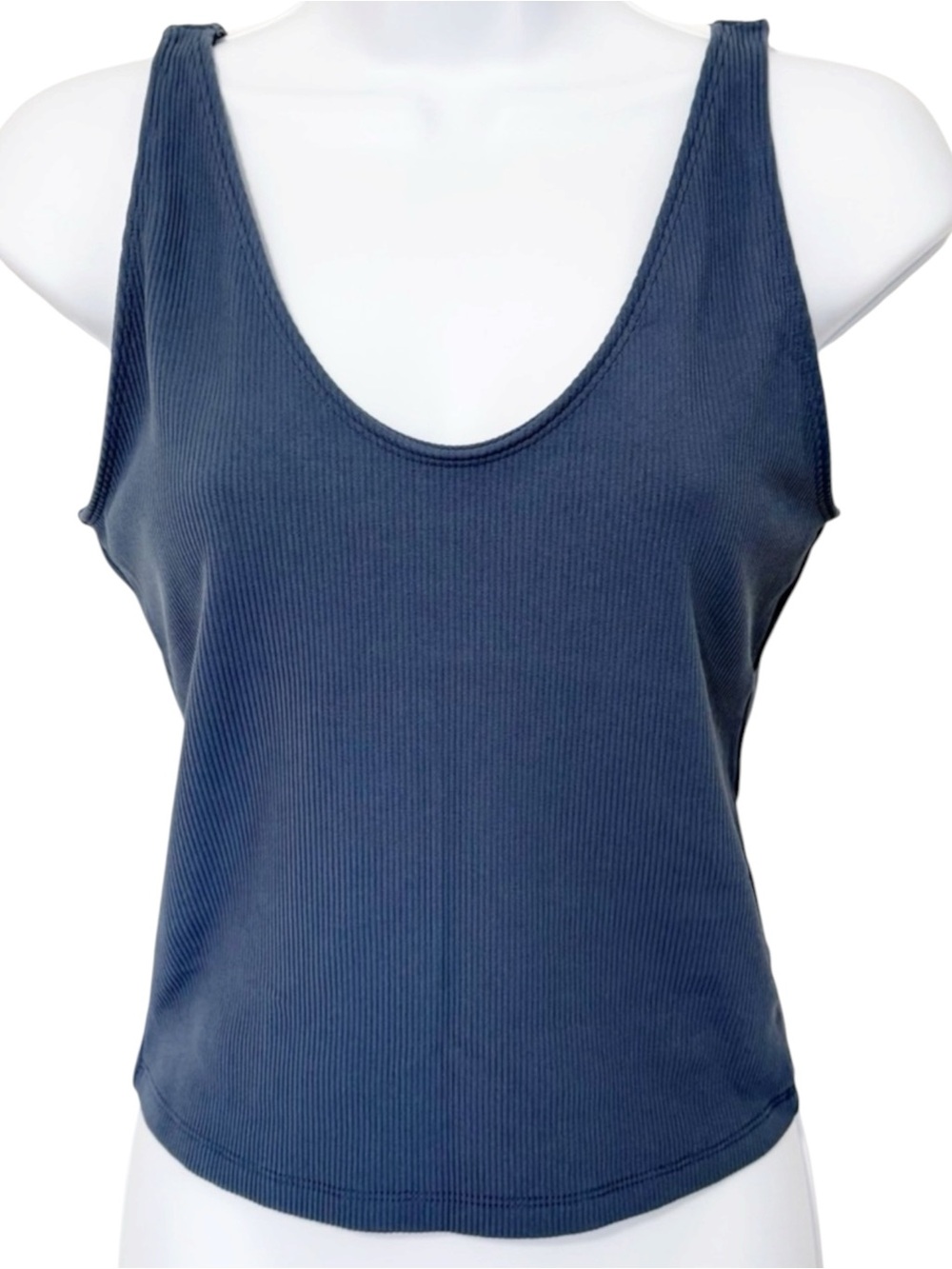 ABERCROMBIE & FITCH Soft A&F Ribbed Cropped Tank Top Blue Stretch Women’s Medium